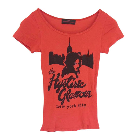 HYSTERIC GLAMOUR ヒステリックグラマー THE HYSTERIC new york city ロゴプリント 半袖 TEE Tシャツ レッド系 FREE【中古】
