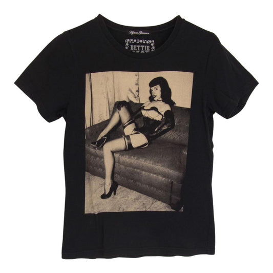HYSTERIC GLAMOUR ヒステリックグラマー Bettie Page ベティペイジ 半袖 TEE Tシャツ ブラック系 FREE【中古】
