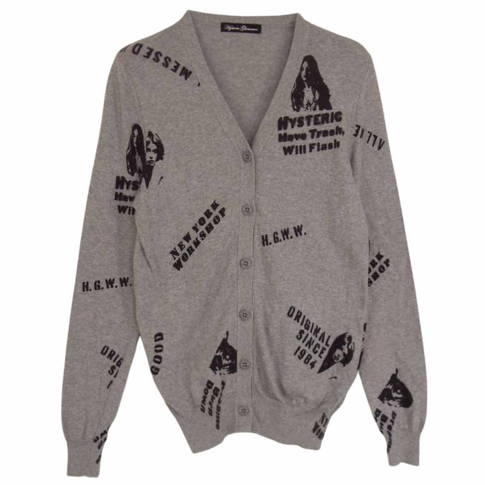 HYSTERIC GLAMOUR ヒステリックグラマー プリント カーディガン グレー系 FREE【中古】