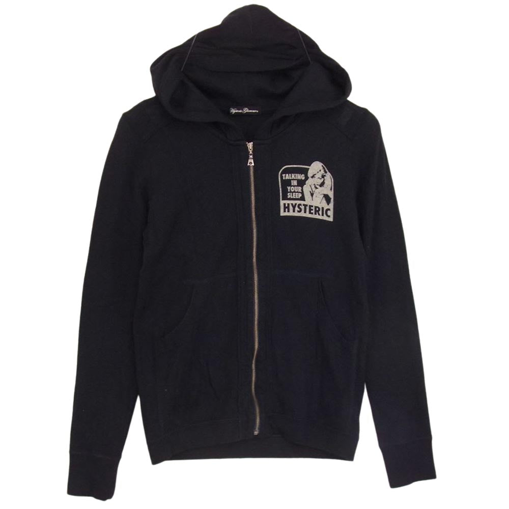 HYSTERIC GLAMOUR ヒステリックグラマー 0124CF07 ガールプリント ジップ ニット パーカー ブラック系 FREE【中古】