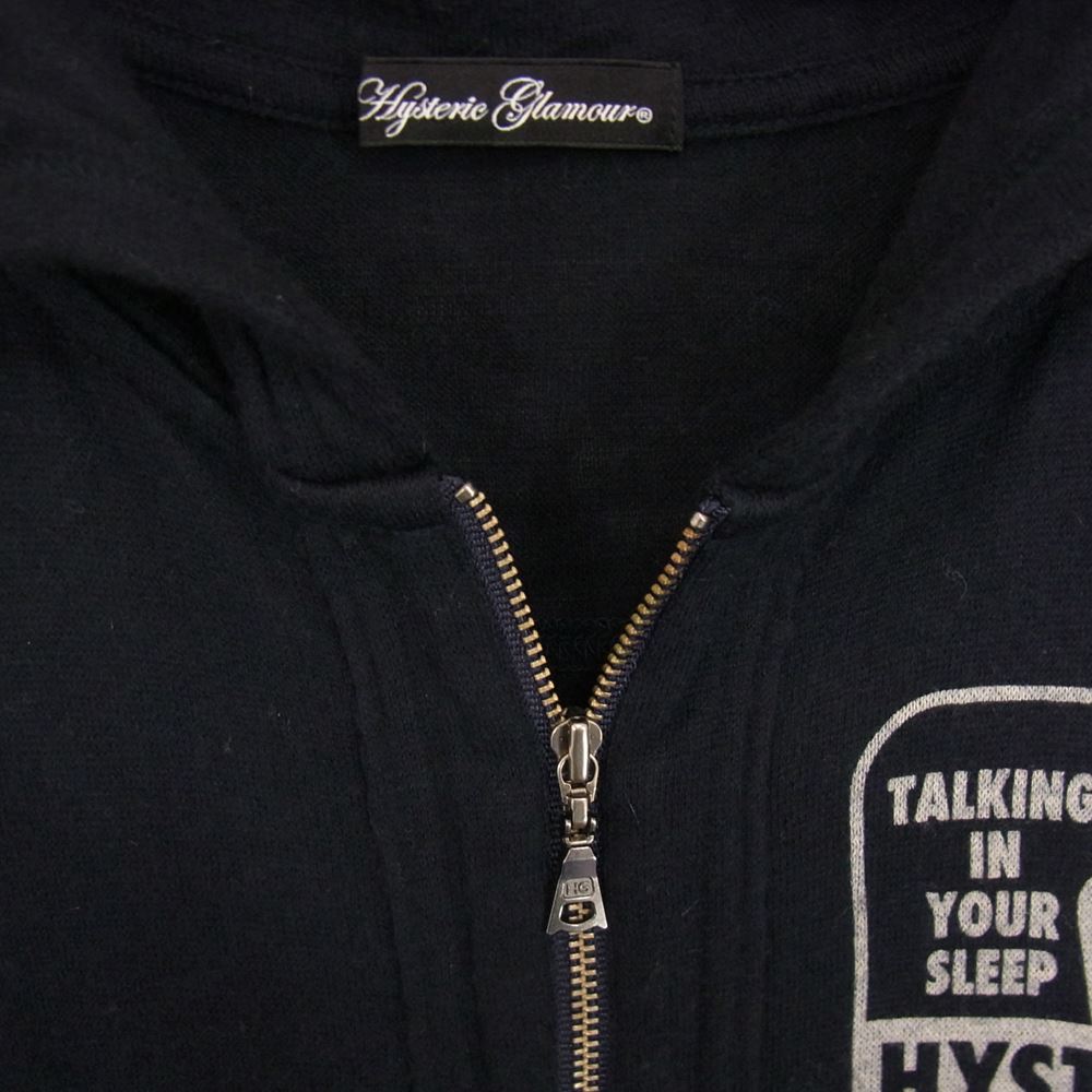 HYSTERIC GLAMOUR ヒステリックグラマー 0124CF07 ガールプリント ジップ ニット パーカー ブラック系 FREE【中古】