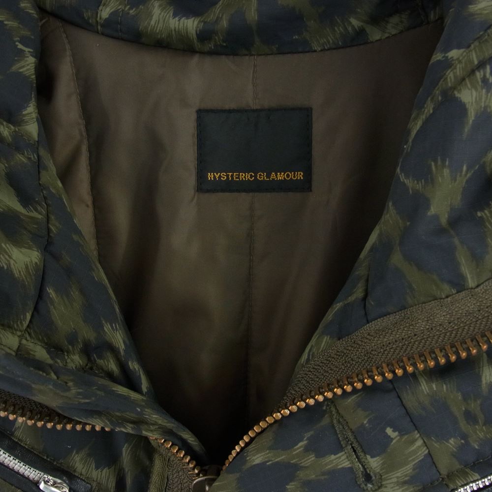 HYSTERIC GLAMOUR ヒステリックグラマー 0114AC01  迷彩 カモフラ フーデット ナイロン ジャケット カーキ系 FREE【中古】