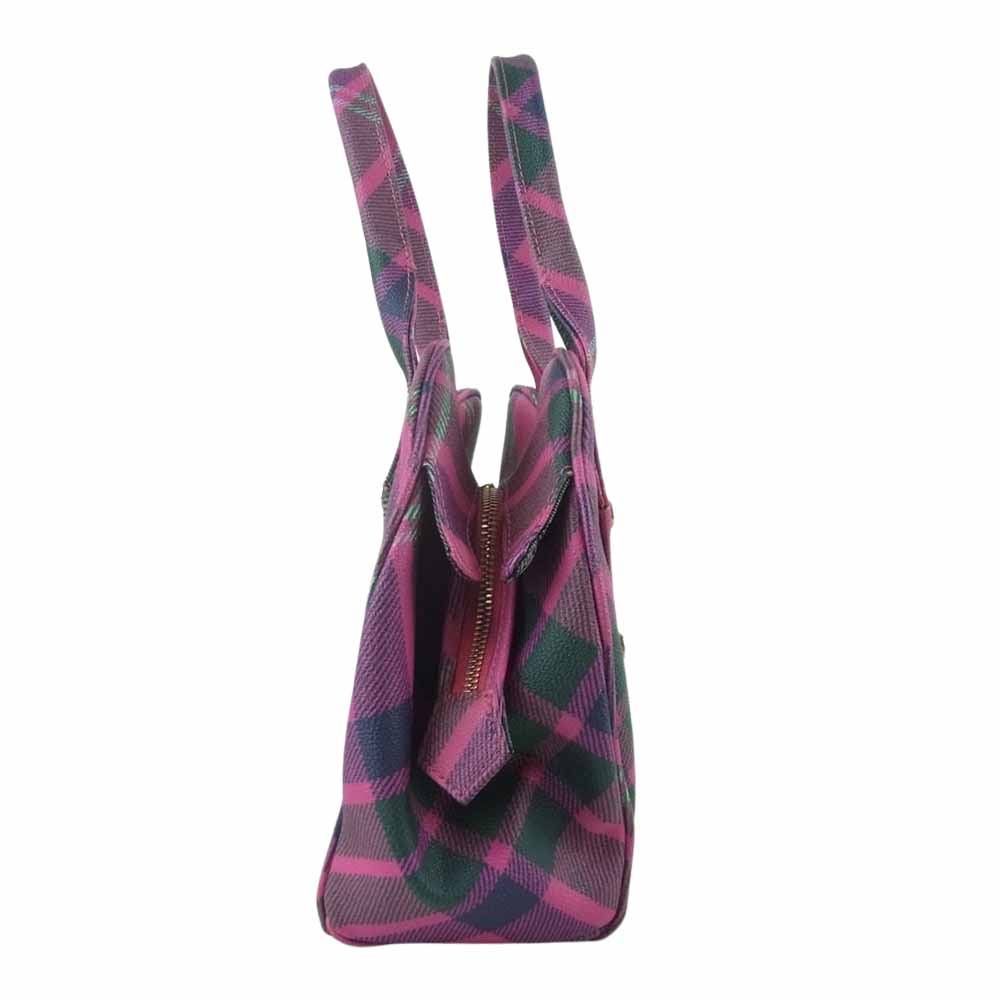 Vivienne Westwood ヴィヴィアンウエストウッド チェック柄 ハンド バッグ イタリア製 ピンク系【中古】