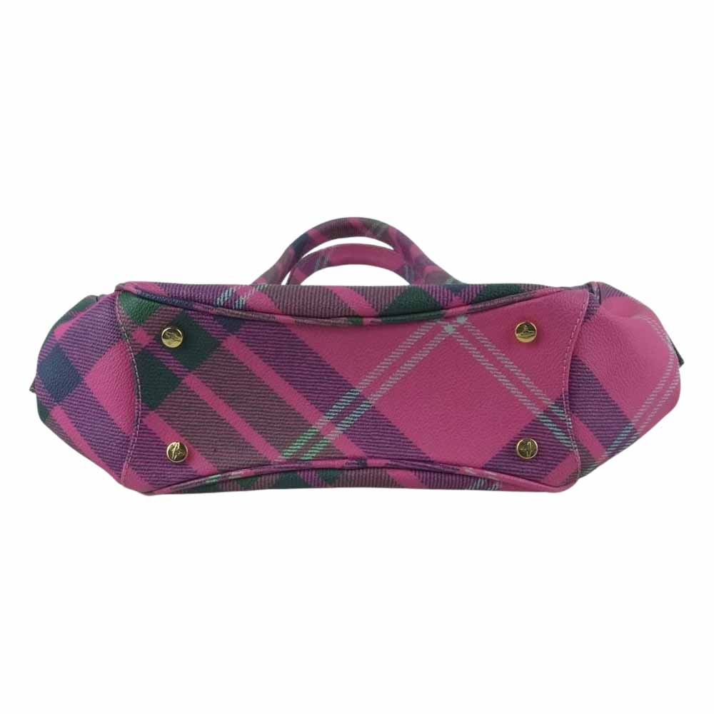 Vivienne Westwood ヴィヴィアンウエストウッド チェック柄 ハンド バッグ イタリア製 ピンク系【中古】
