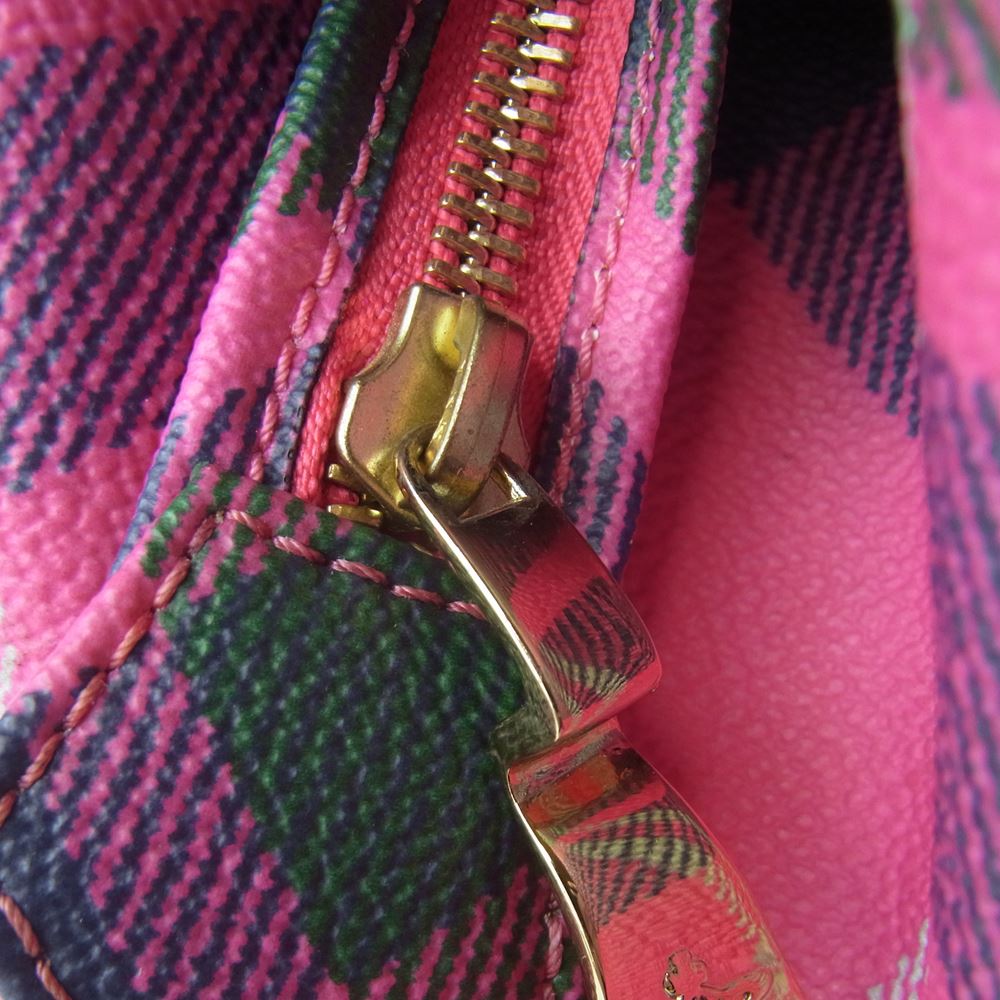Vivienne Westwood ヴィヴィアンウエストウッド チェック柄 ハンド バッグ イタリア製 ピンク系【中古】