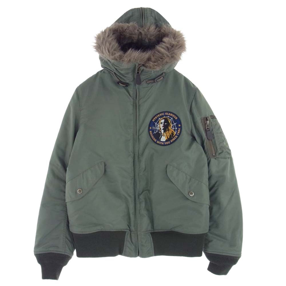 HYSTERIC GLAMOUR ヒステリックグラマー 16AW 0163AB01 プリマロフト エアフォース フーデッド ジャケット カーキ系 S【中古】