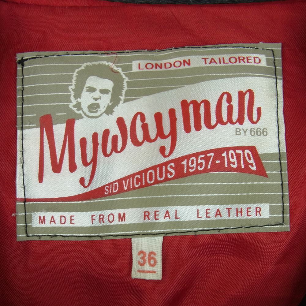 トリプルシックス MY WAY MAN マイウェイマン シドヴィシャス シドジャン レザー シングル ライダース ジャケット ブラック系 36【中古】