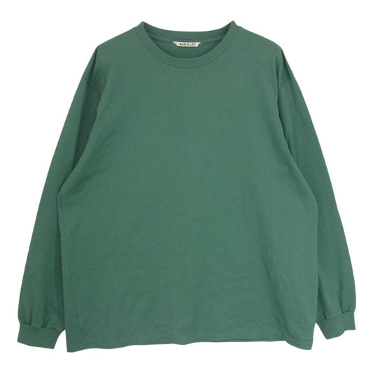 AURALEE オーラリー A00SP01GT LUSTER PLAITING L／S TEE ラスタープレーティング 長袖 Tシャツ グリーン系 3【美品】【中古】