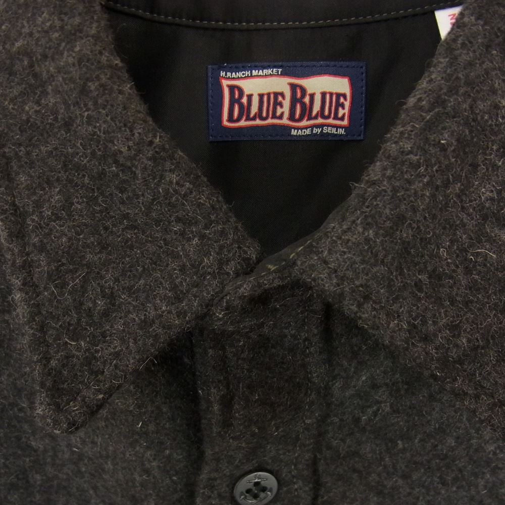 BLUE BLUE ブルーブルー 1002969 STL0004 ブラッシュドウールモッサ CPO 長袖 シャツ チャコール系 3【美品】【中古】