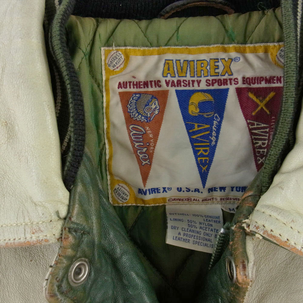 AVIREX アヴィレックス 【訳難有】90s NORTHWEST WILD BEARS スタジャン 羊革 ブラック系 M【中古】