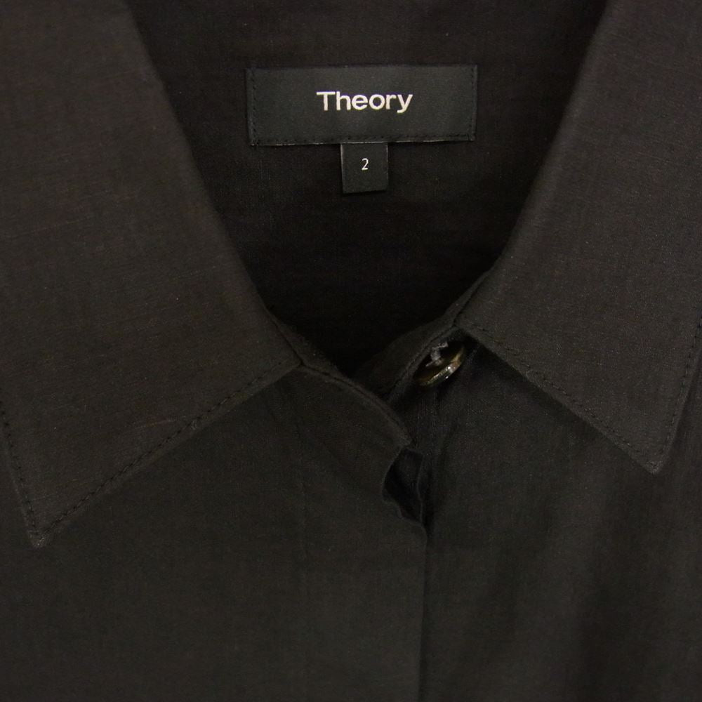 theory セオリー 01-0205515-050-702 2020年モデル ECO CRUNCH WASH/SL SHIRTDRESS リネン エコ クランチウォッシュ スリーブレス シャツ ドレス ブラック系 ブラック系 2【中古】