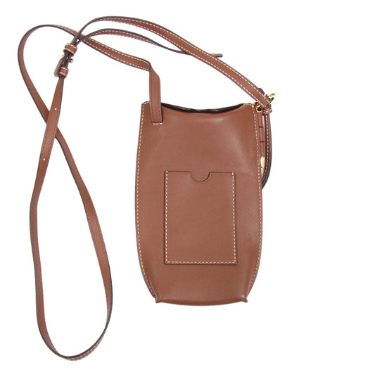 LOEWE ロエベ ゲートポケット ソフトカーフ ショルダーバッグ ポーチ ブラウン系【中古】
