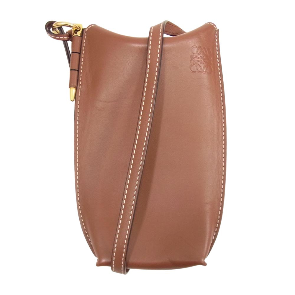LOEWE ロエベ ゲートポケット ソフトカーフ ショルダーバッグ ポーチ ブラウン系【中古】