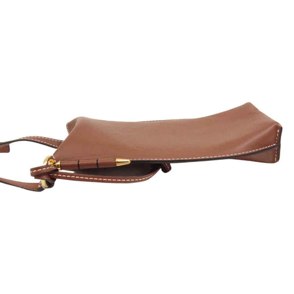 LOEWE ロエベ ゲートポケット ソフトカーフ ショルダーバッグ ポーチ ブラウン系【中古】