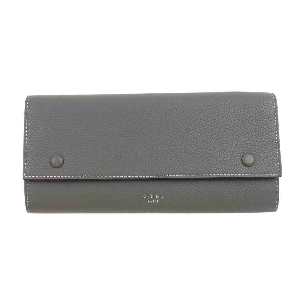CELINE セリーヌ フラップ マルチファンクション 長財布 チャコール系【中古】