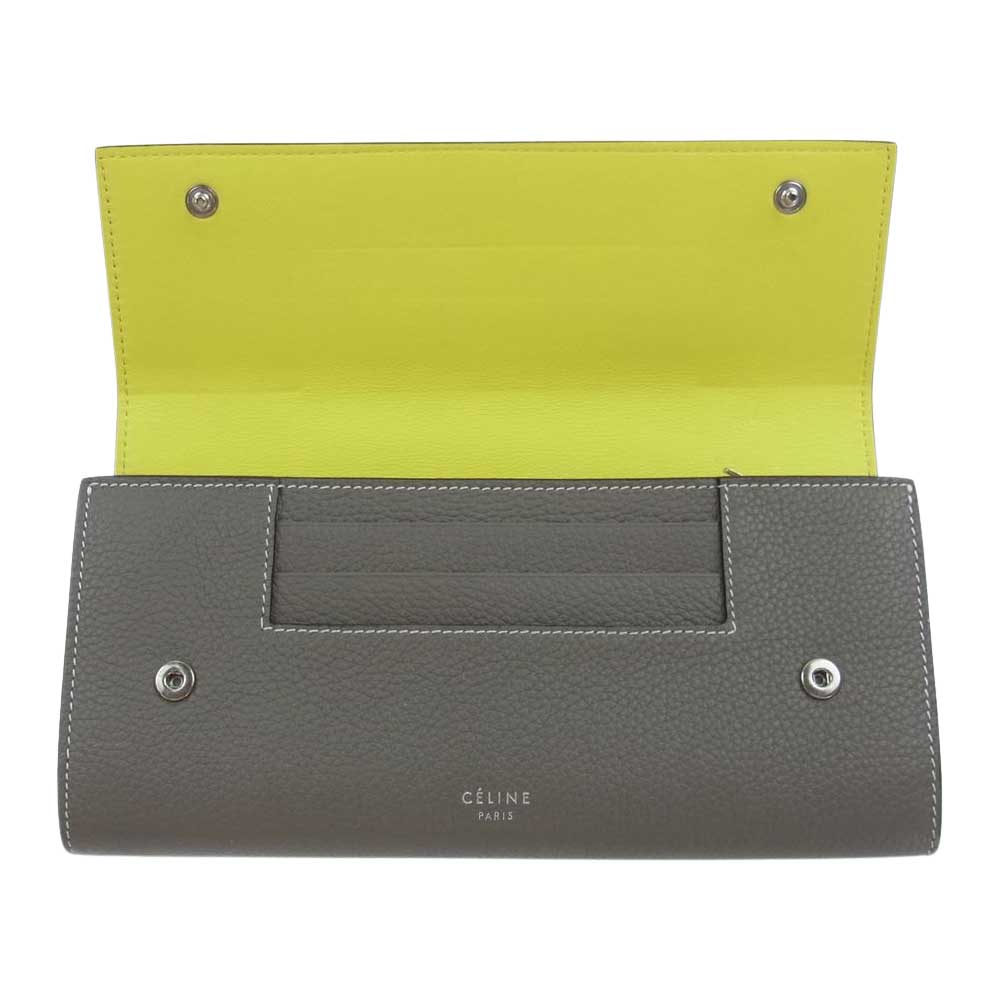 CELINE セリーヌ フラップ マルチファンクション 長財布 チャコール系【中古】
