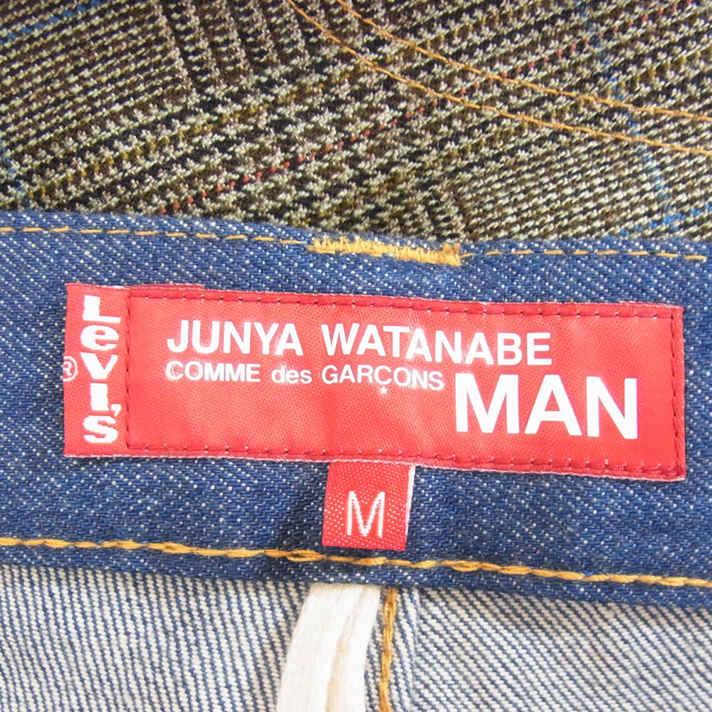 JUNYA WATANABE COMME des GARCONS MAN ジュンヤワタナベコムデギャルソンマン AD2020 WF-P207 LEVIS 綿デニム×ウールツイードチェック Wネーム デニムパンツ  インディゴブルー系 M【中古】