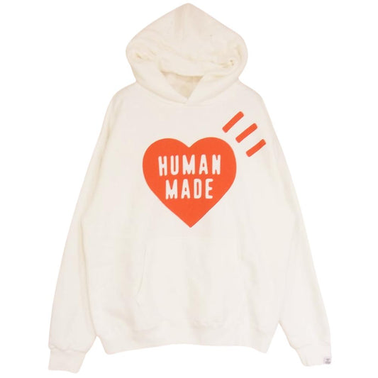 HUMAN MADE ヒューマンメイド HM25CS017 SWEAT HOODIE ハート ロゴ スウェット フーデット パーカー  ホワイト系 L【極上美品】【中古】