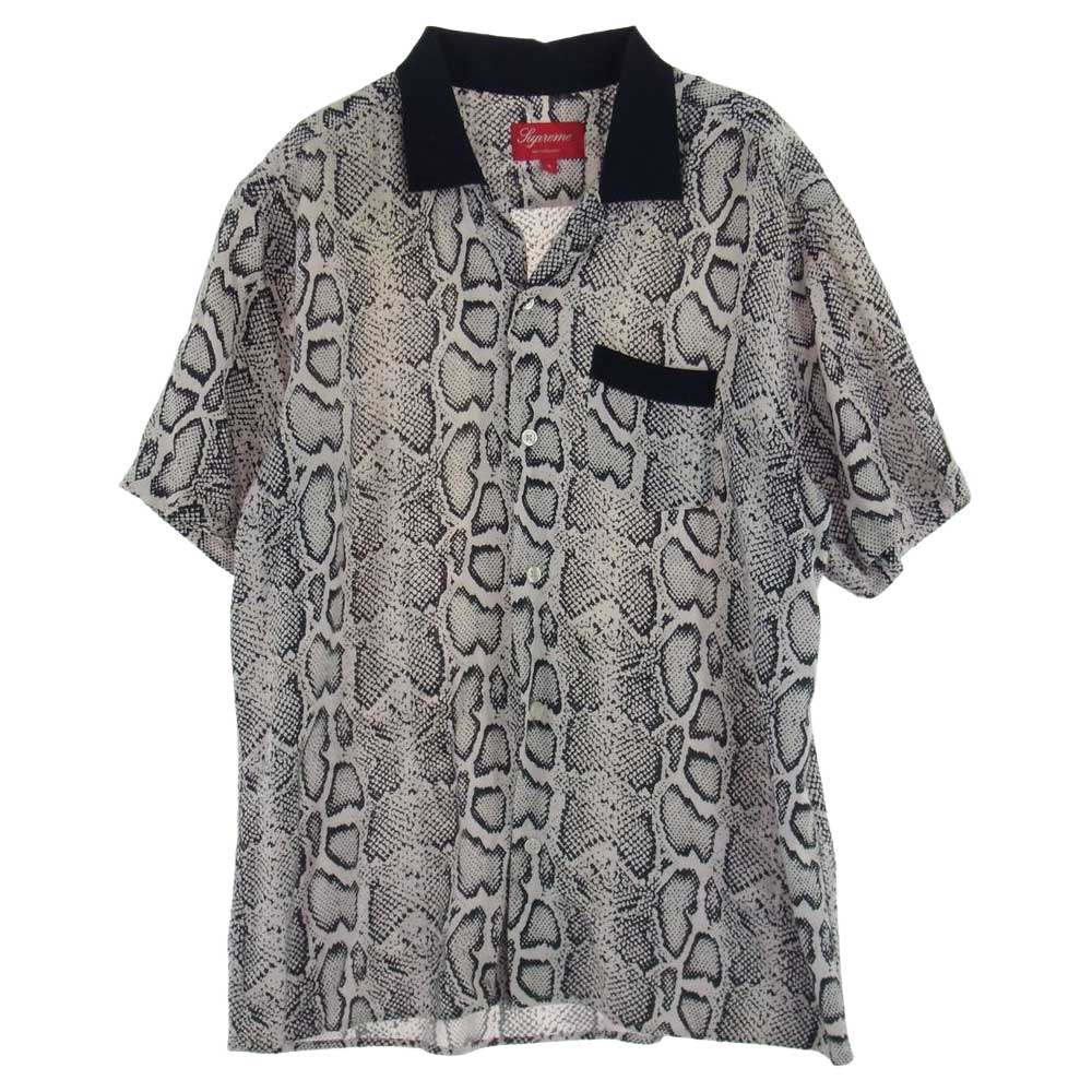 Supreme シュプリーム 12SS  Snakeskin Shirt スネーク レーヨン 半袖 シャツ ピンク系 S【中古】