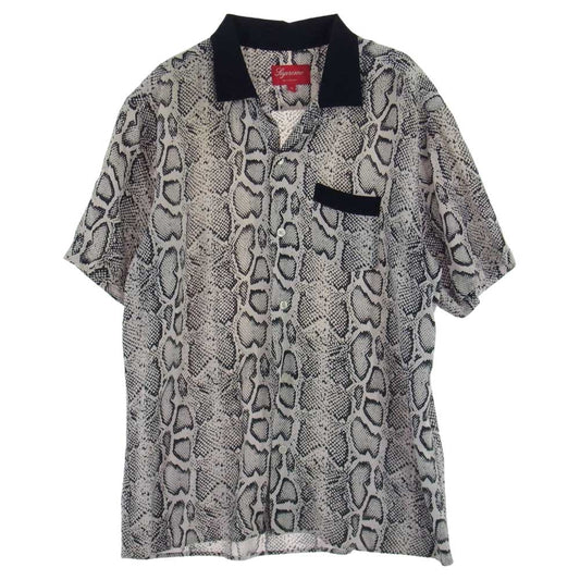 Supreme シュプリーム 12SS  Snakeskin Shirt スネーク レーヨン 半袖 シャツ ピンク系 S【中古】