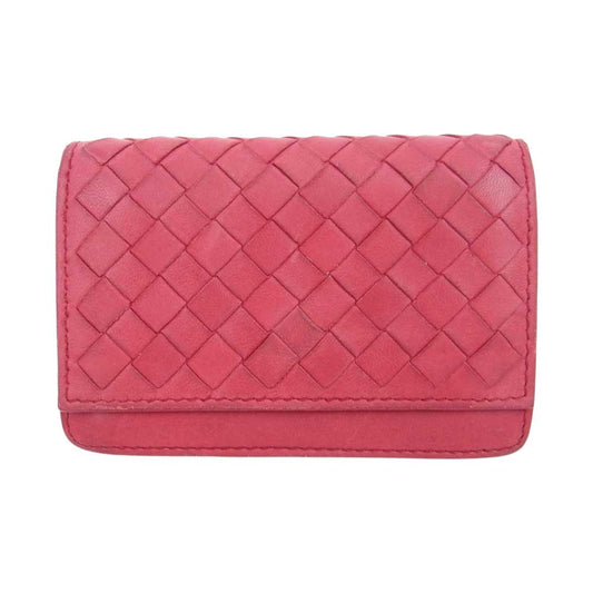 BOTTEGAVENETA ボッテガヴェネタ イントレチャート カードケース 名刺入れ レッド系【中古】
