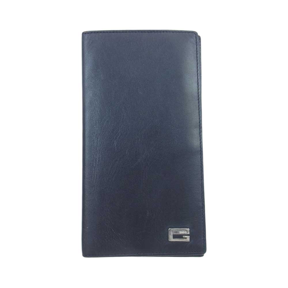 GUCCI グッチ Gロゴ レザー 札入れ 長財布 ウォレット ブラック系【中古】