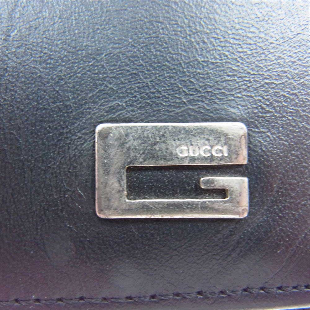 GUCCI グッチ Gロゴ レザー 札入れ 長財布 ウォレット ブラック系【中古】