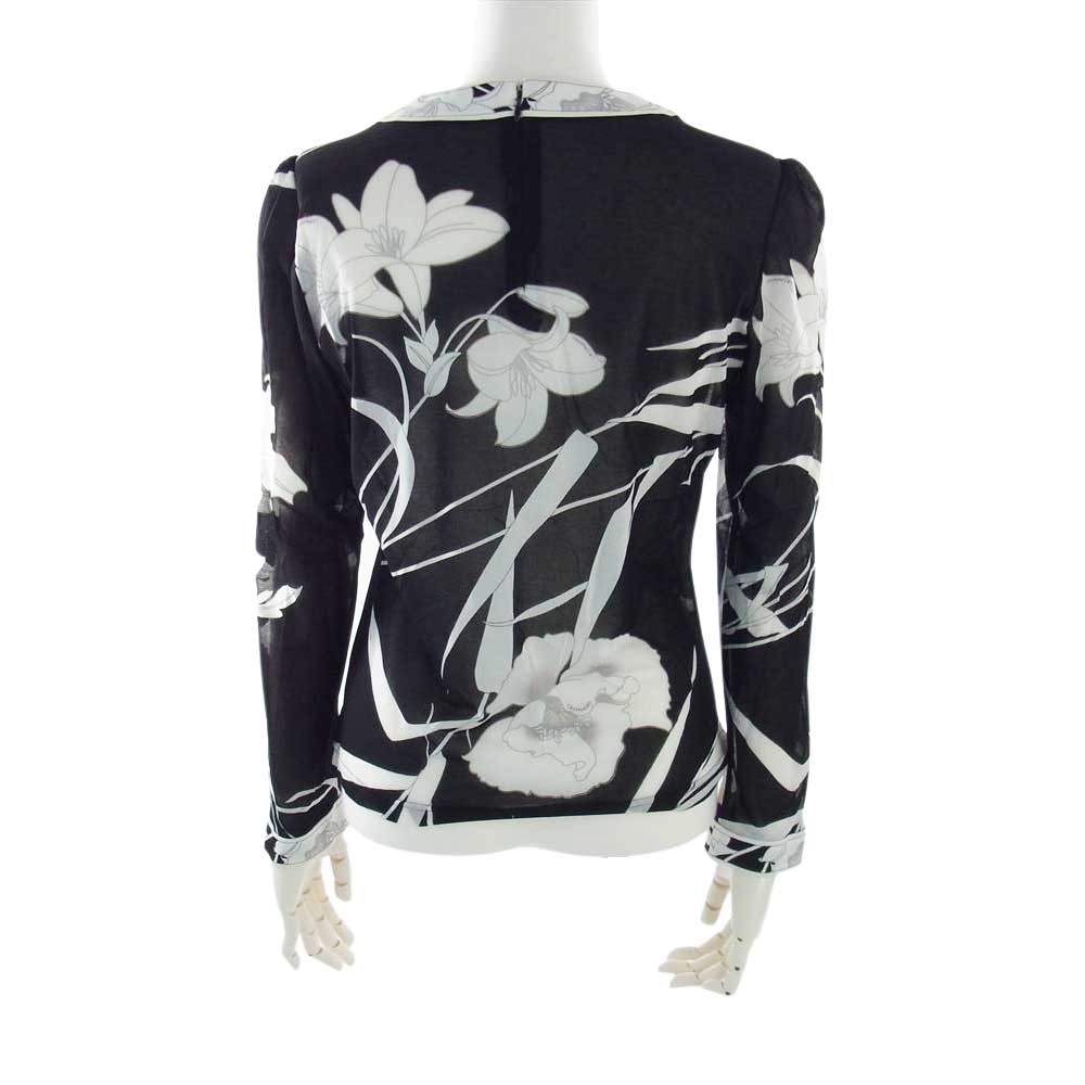 LEONARD レオナール FASHION ファッション 0169509 フラワー総柄 花柄 ボウタイ 長袖 シャツ ブラック系 L【中古】