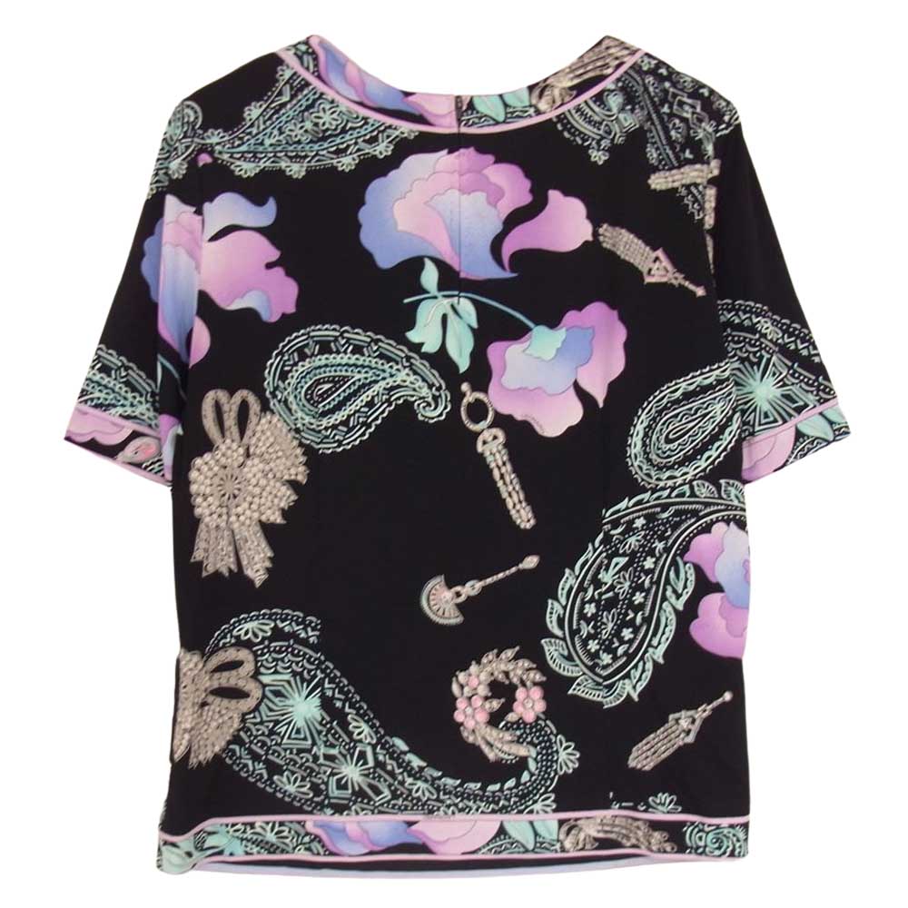 LEONARD レオナール FASHION ファッション ビジュー ラインストーン スパンコール装飾 長袖 Tシャツ カットソー ダークネイビー系 L【中古】