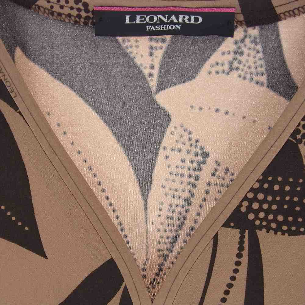 LEONARD レオナール FASHION ファッション 0170214 リーフ総柄 ワンピース ドレス ブラウン系 42【中古】