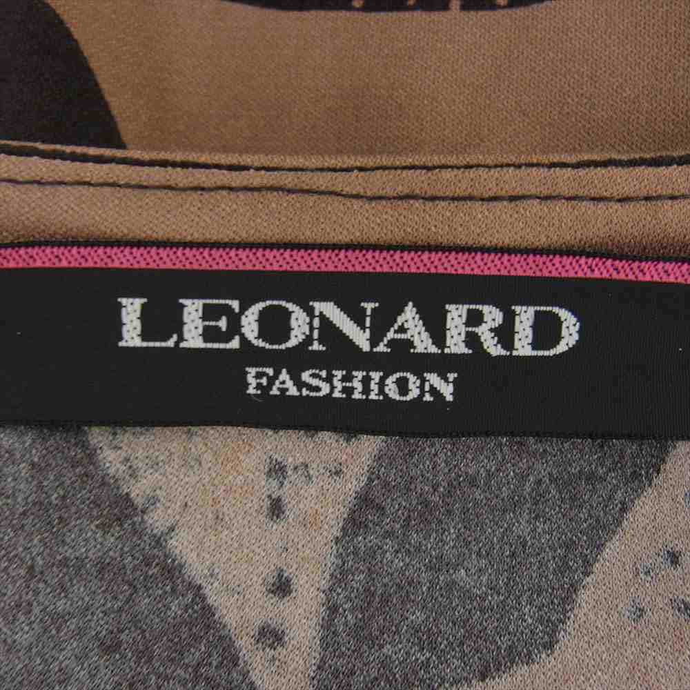 LEONARD レオナール FASHION ファッション 0170214 リーフ総柄 ワンピース ドレス ブラウン系 42【中古】