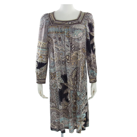 LEONARD レオナール FASHION ファッション 0380642 シルク混 ペイズリー総柄 ワンピース ドレス マルチカラー系 42【中古】