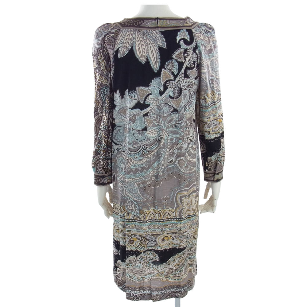 LEONARD レオナール FASHION ファッション 0380642 シルク混 ペイズリー総柄 ワンピース ドレス マルチカラー系 42【中古】