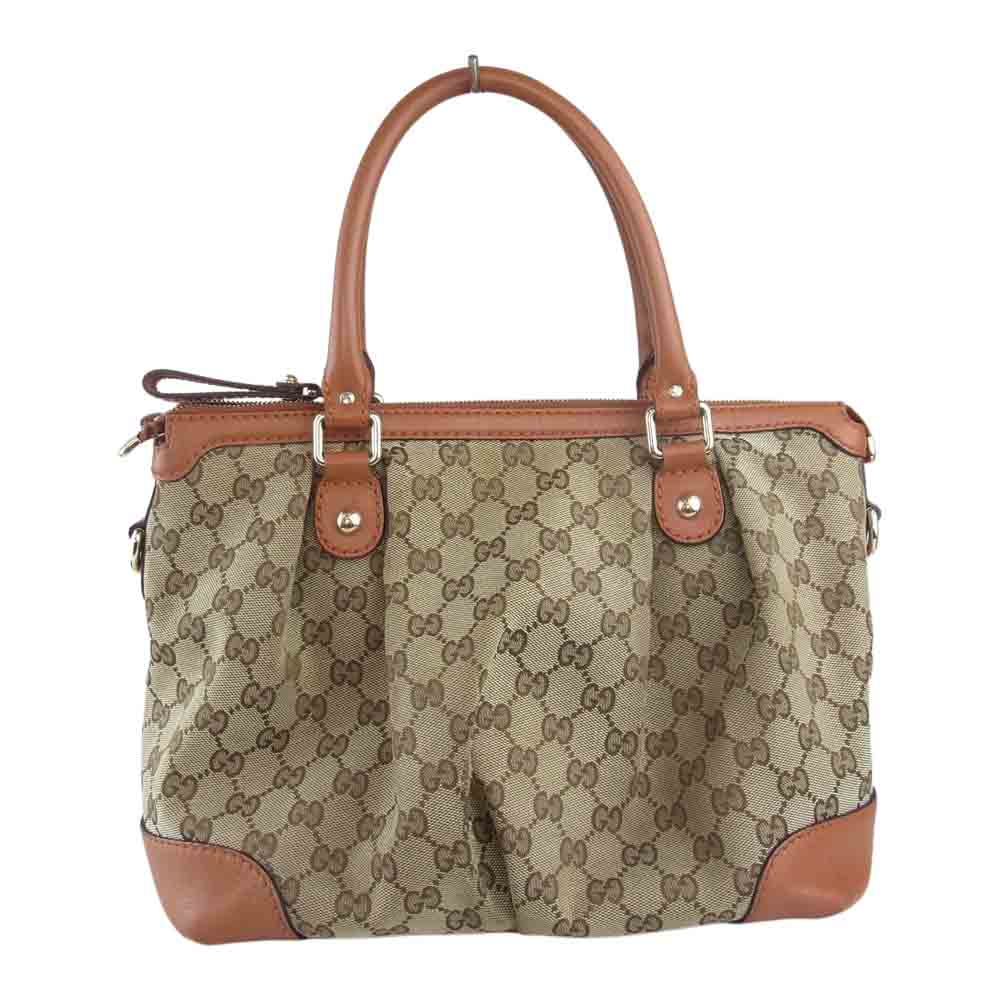 GUCCI グッチ 247902 002123  GG柄 2Way スーキー ディアマンテ キャンバス レザー ショルダー ハンド バッグ  ブラウン系【中古】