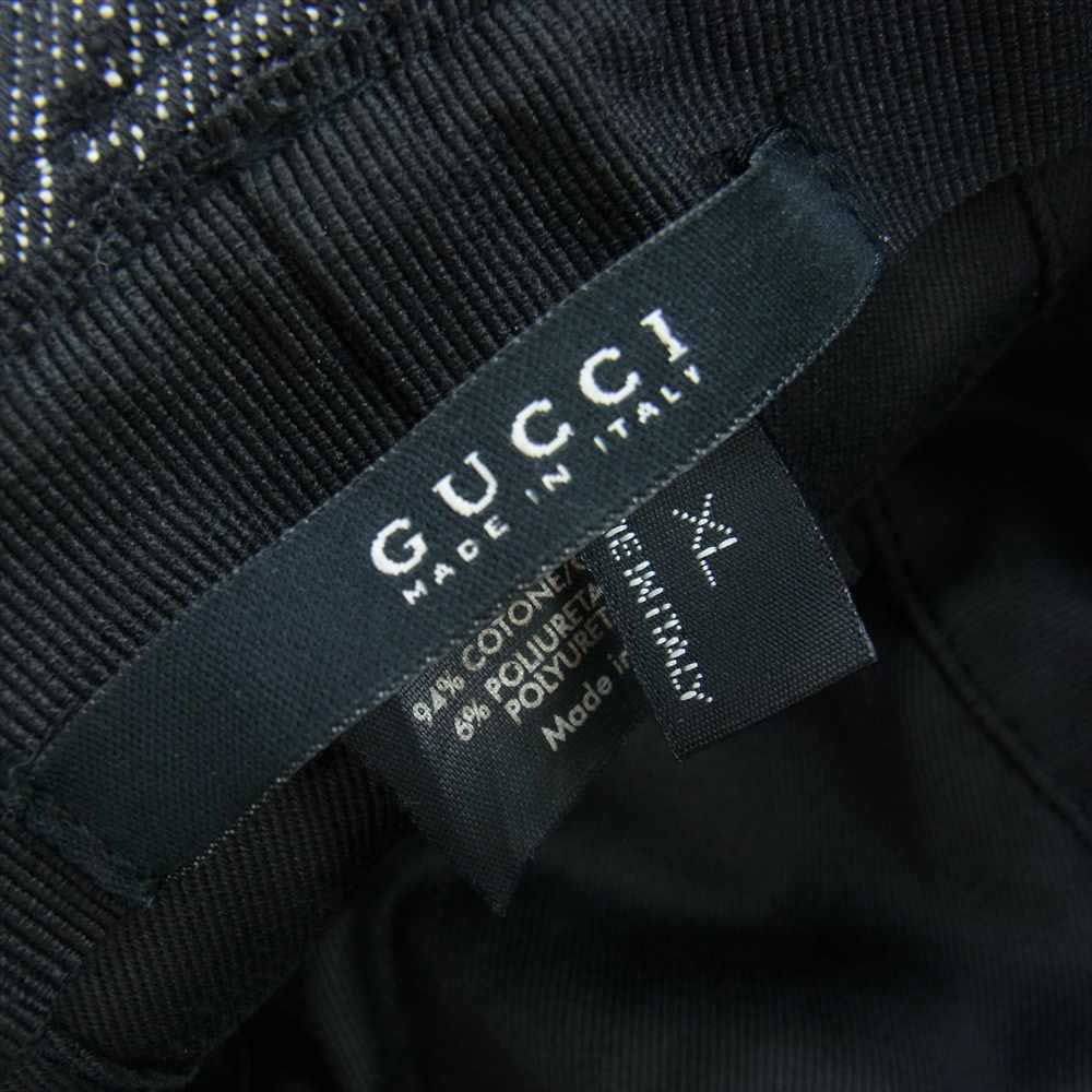 GUCCI グッチ GGキャンバス ジャガード レザーリボン ロゴプレート バケットハット グレー系 XL【中古】