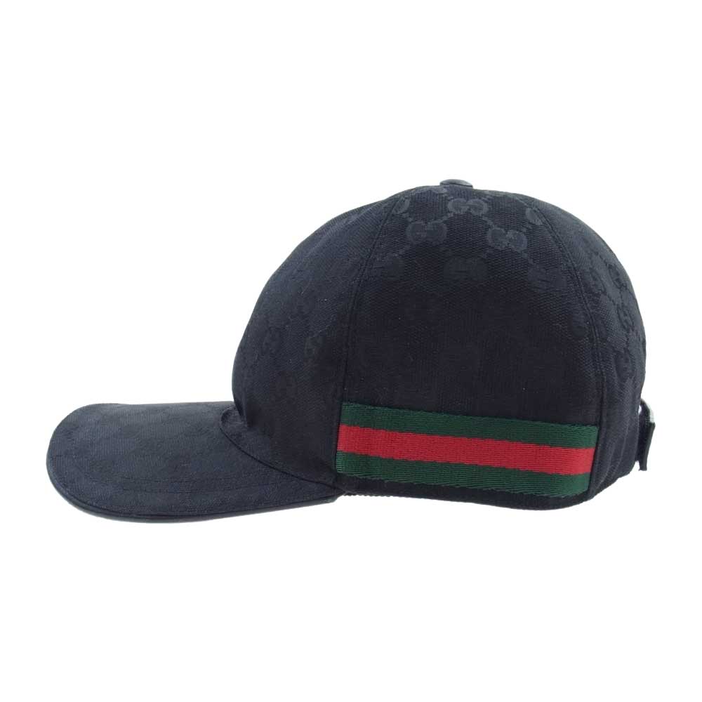 GUCCI グッチ GGキャンバス シェリーライン キャップ 帽子 ブラック系 L(59㎝)【中古】