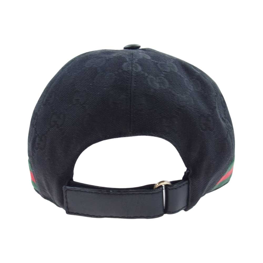GUCCI グッチ GGキャンバス シェリーライン キャップ 帽子 ブラック系 L(59㎝)【中古】