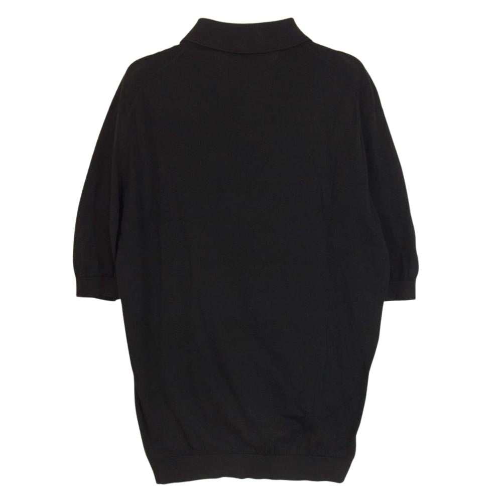 JOHN SMEDLEY ジョンスメドレー 英国製 3B コットン 半袖 ニット ポロシャツ ブラック系 XS【中古】