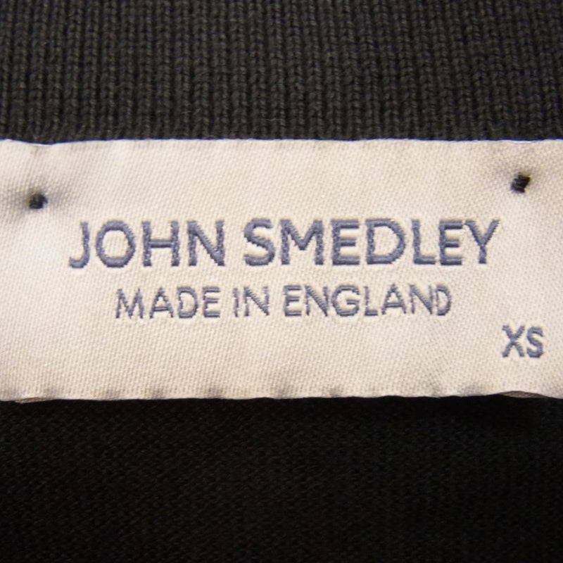 JOHN SMEDLEY ジョンスメドレー 英国製 3B コットン 半袖 ニット ポロシャツ ブラック系 XS【中古】