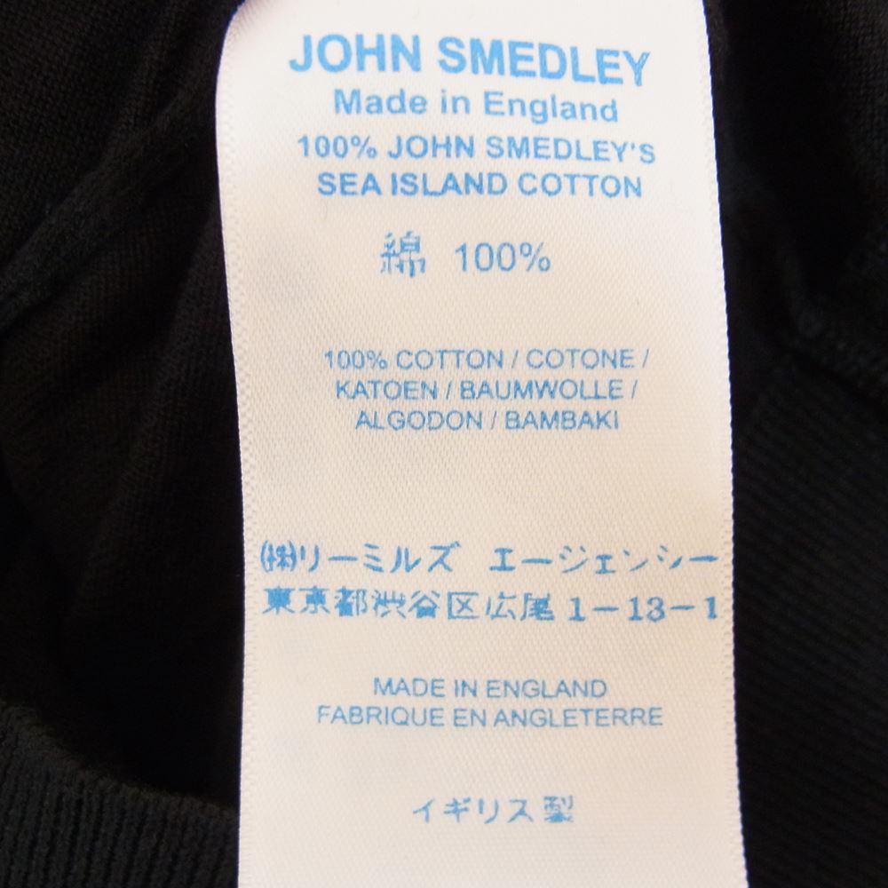 JOHN SMEDLEY ジョンスメドレー 英国製 3B コットン 半袖 ニット ポロシャツ ブラック系 XS【中古】