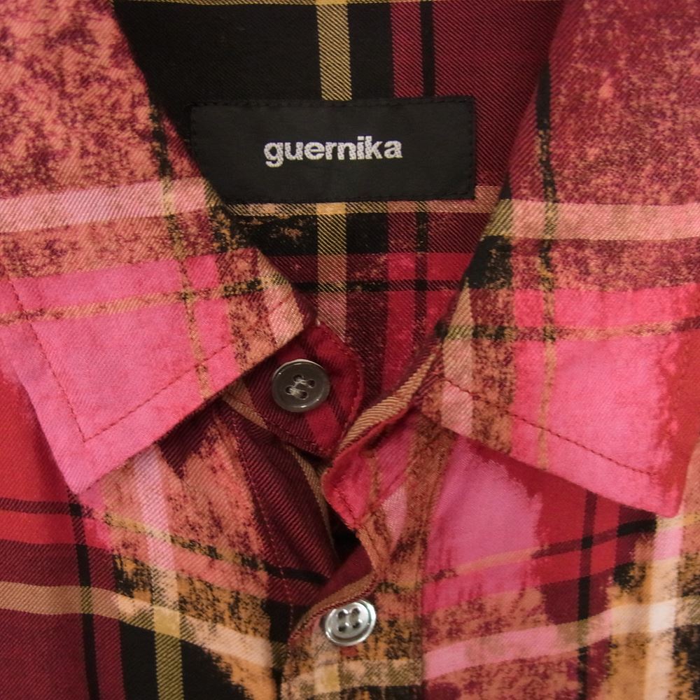 ゲルニカ ANARCHY SHIRTS アナーキー バックスカル ハンドペイント パッチワーク ブリーチ チェック  長袖 シャツ レッド系 サイズ表記無【中古】