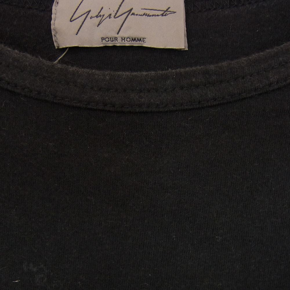 Yohji Yamamoto POUR HOMME ヨウジヤマモトプールオム HR-T48-083 BIG丸首長袖 シャンカール天竺 Tシャツ カットソー ブラック系 3【中古】
