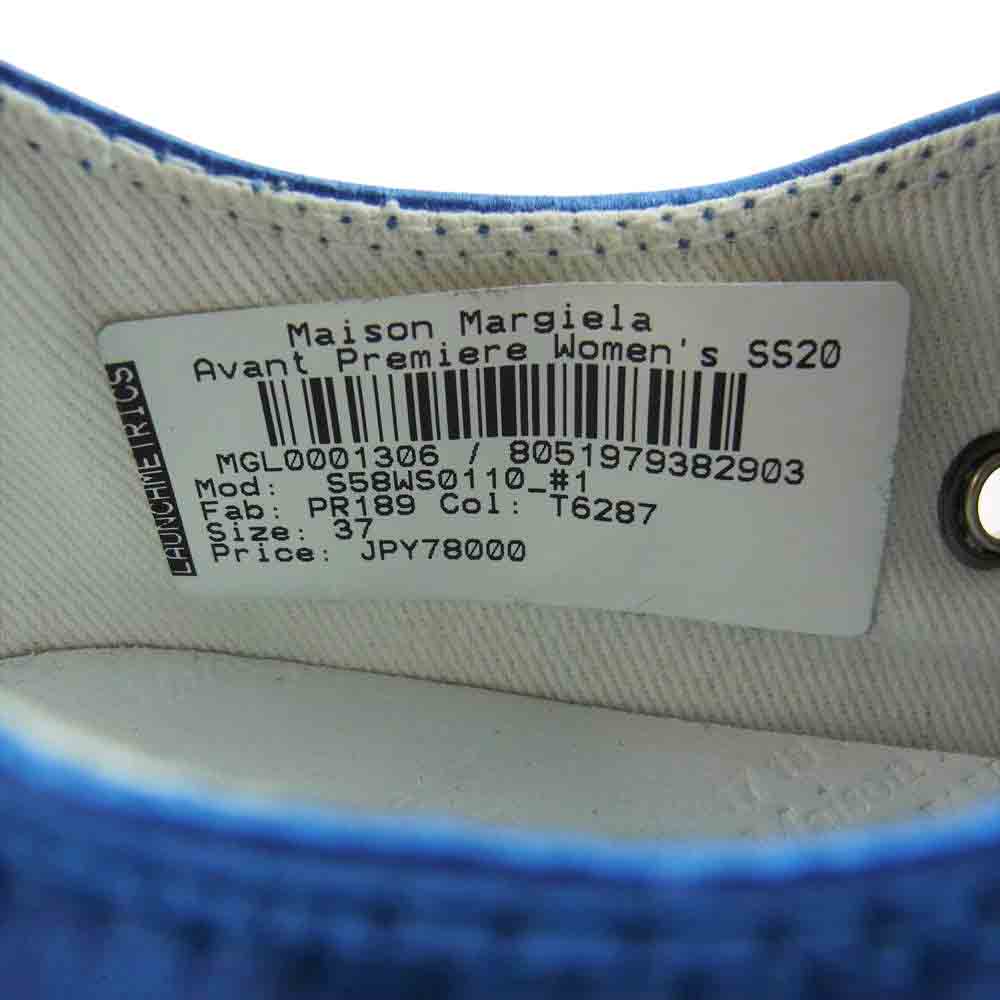 MAISON MARGIELA メゾンマルジェラ 19AW S58WS0110 22ライン TABI 足袋 タビ サテン ローカット スニーカー ライトブルー系 37【美品】【中古】