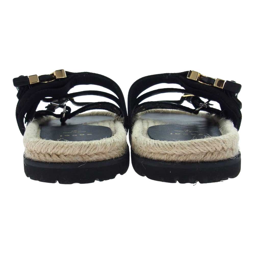 Sacai サカイ 20-05118 バックルベルト ビブラムソール フラット サンダル ブラック系 37【極上美品】【中古】