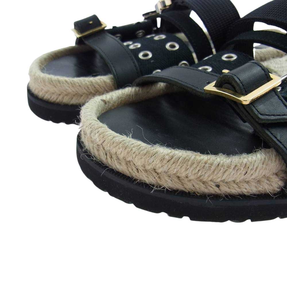 Sacai サカイ 20-05118 バックルベルト ビブラムソール フラット サンダル ブラック系 37【極上美品】【中古】