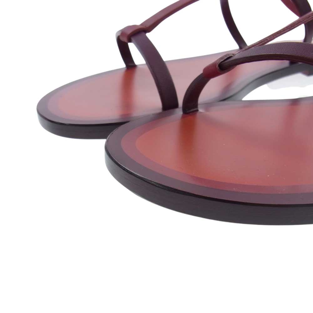 VALENTINO ヴァレンティノ GWS00574 GARAVANI ガラヴァーニ ベルトストラップ スタッズ フラット シューズ サンダル ワインレッド系 37【極上美品】【中古】