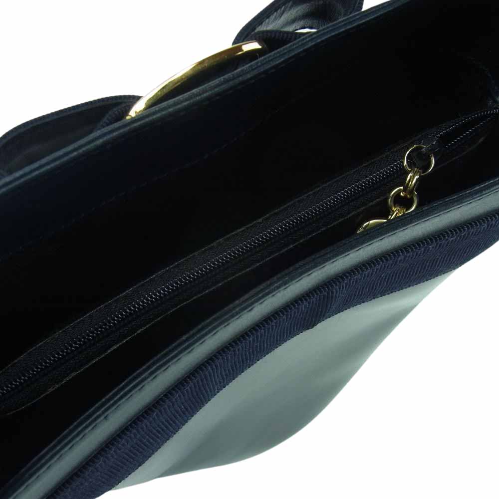 Salvatore Ferragamo サルヴァトーレフェラガモ ヴァラリボン バケツ レザー ハンドバッグ ダークネイビー系【中古】