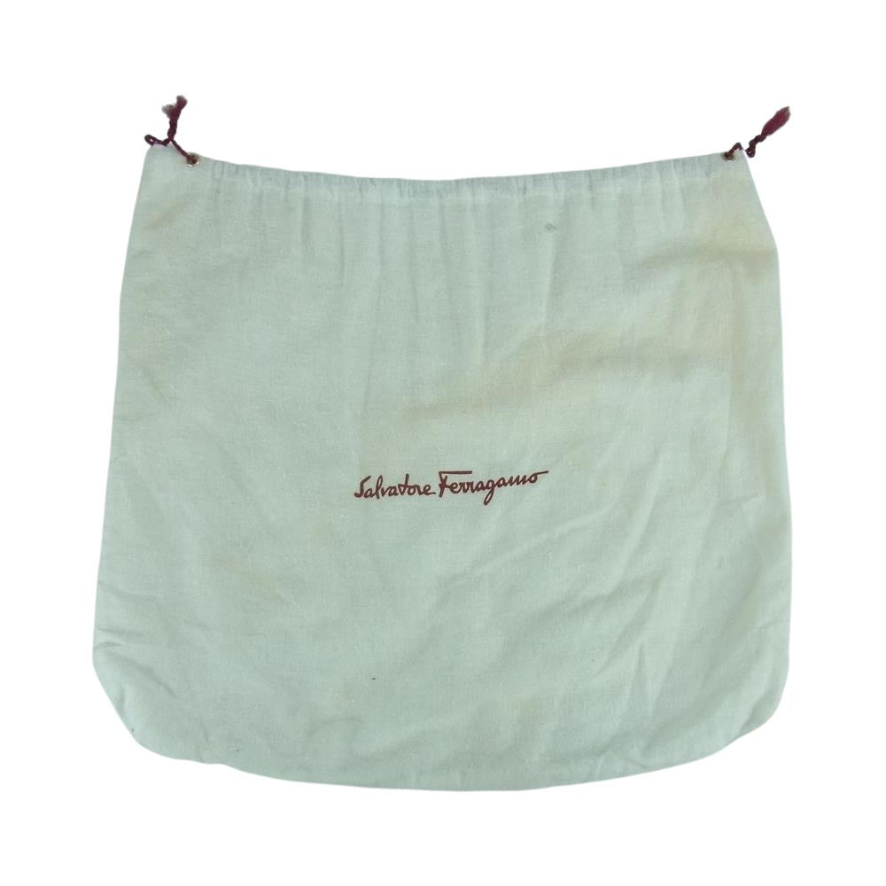 Salvatore Ferragamo サルヴァトーレフェラガモ ヴァラリボン バケツ レザー ハンドバッグ ダークネイビー系【中古】