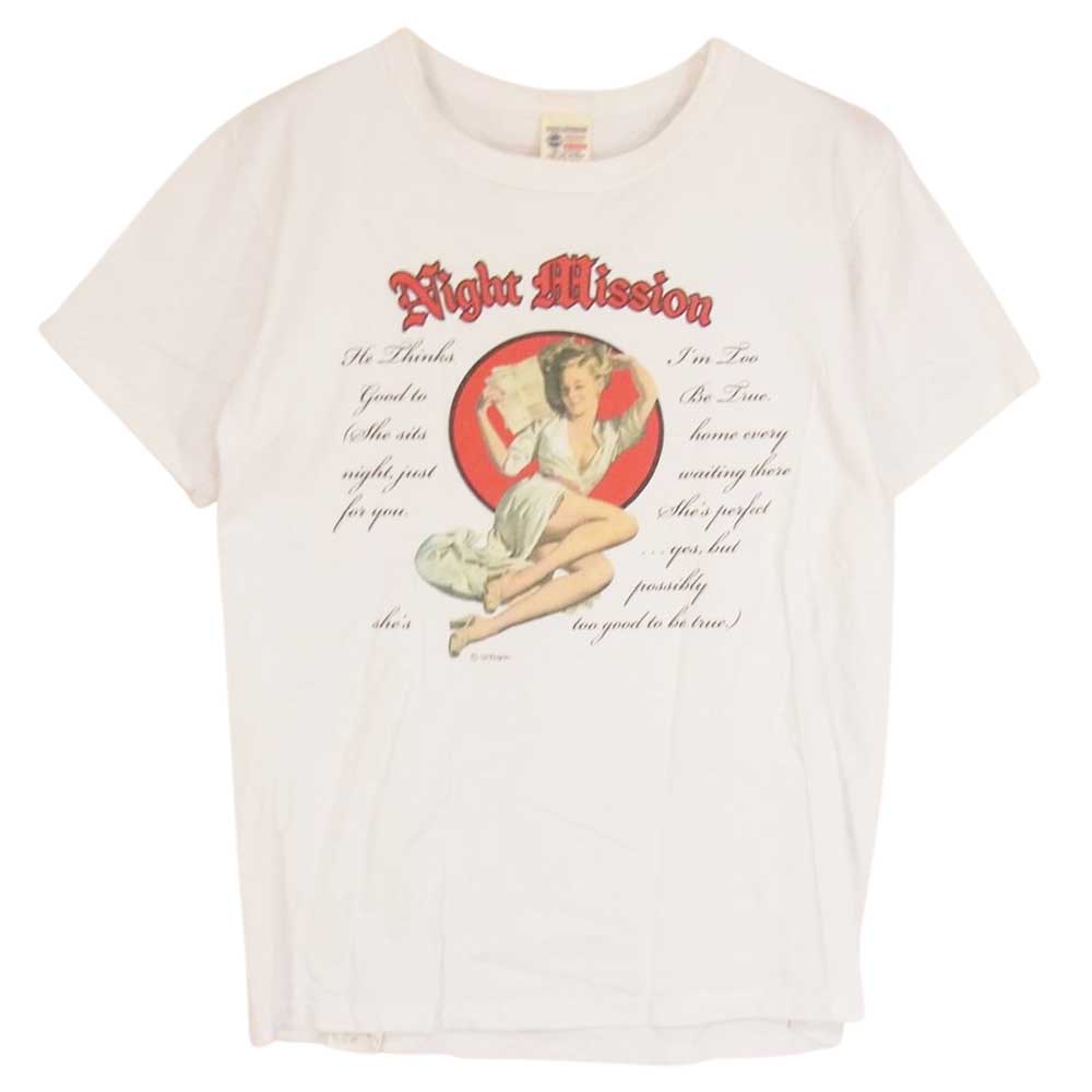 Buzz Rickson's バズリクソンズ NIGHT MISSION SHORT SLEEVE T-SHIRTS ガール プリント 半袖 Tシャツ　 ホワイト系 M【中古】