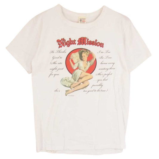 Buzz Rickson's バズリクソンズ NIGHT MISSION SHORT SLEEVE T-SHIRTS ガール プリント 半袖 Tシャツ　 ホワイト系 M【中古】